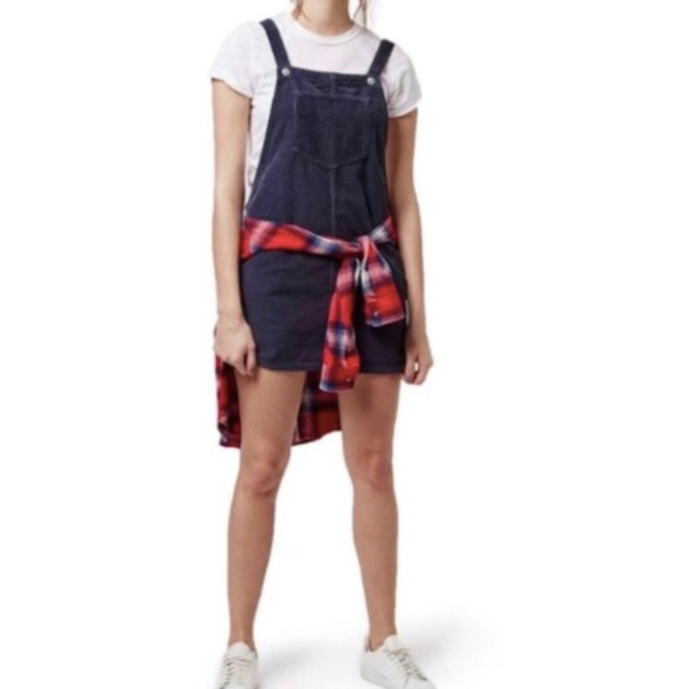 TOPSHOP BLUE CORDUROY OVERALL DRESS